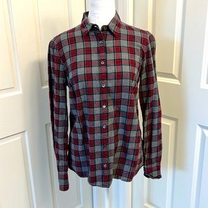 J. Crew plaid cotton/flannel button down. Size 4. Extra buttons included.